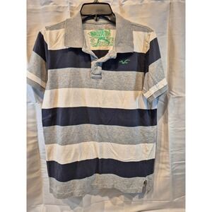 Hollister Mens Striped Polo Shirt Short Sleeve Casual Size L 90s 00s Preppy Jock